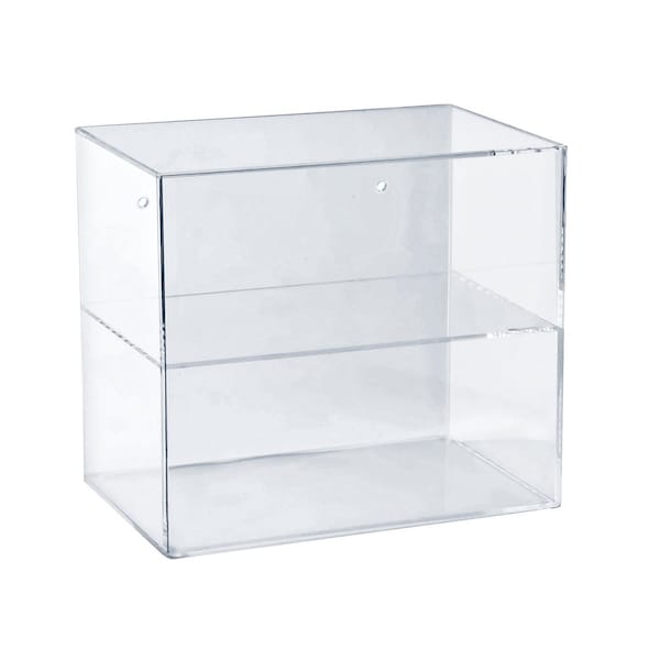 Azar Displays Acrylic Countertop Open Case 14'' Wide with One Non-Removable Shelf and Wall Hanging Holes 255655 - main